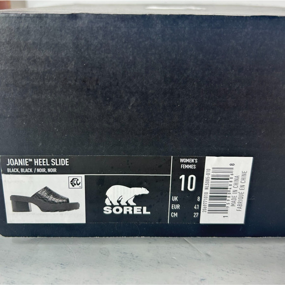 Sorel Joanie Heel Slide Leather Sandals Black NL5085-010 Women's 10 NWB - Picture 9 of 9
